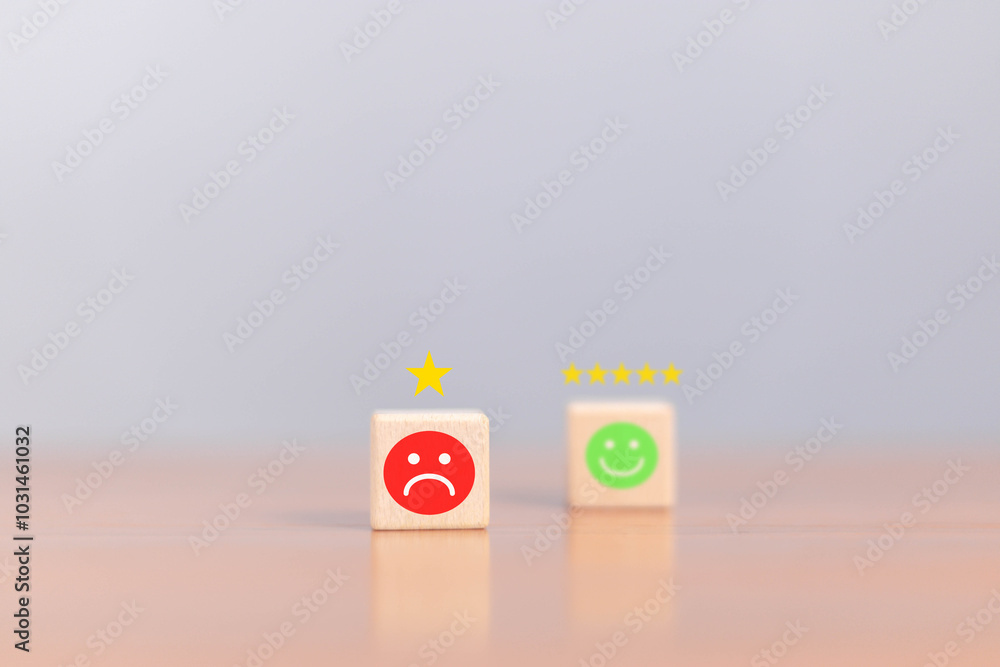 Businessman selects unhappy angry face from emotion block. Customer feedback, bad experience, survey, rating service, evaluation, emotion.
Businessman selects unhappy angry face from emotion block. Customer feedback, bad experience, survey, rating service, evaluation, emotion.