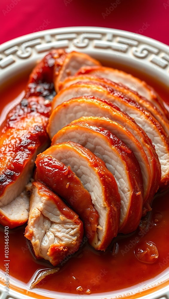 Fototapeta premium Chinese traditional dish roasted crispy Peking Duck served