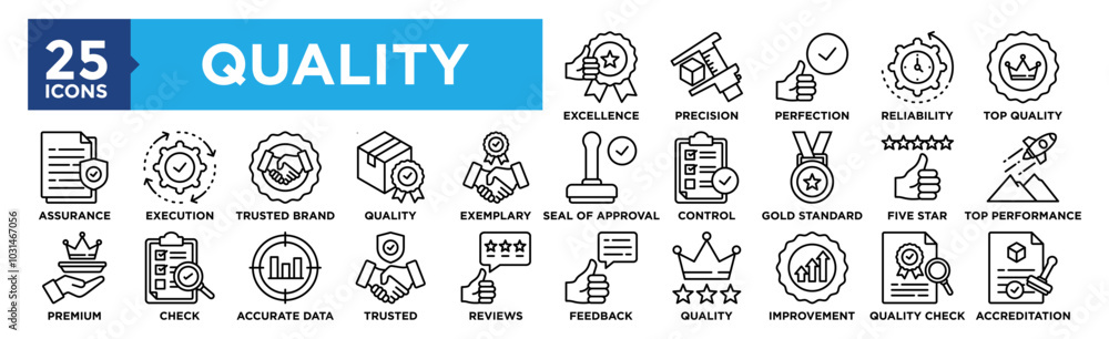 © Trend Icons - Quality icon collection set. Containing design business, certificate, guarantee, management © Trend Icons - Quality icon collection set. Containing design business, certificate, guarantee, management