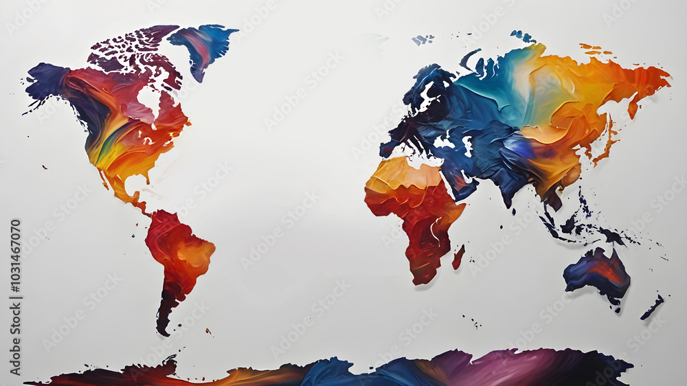 Obraz premium Continent world map. Outline World Map Background. Global network connection.