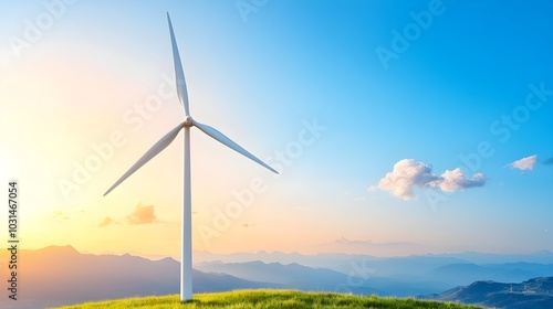 Dramatic silhouette of a wind turbine against a vibrant colorful sunset sky capturing the beauty and potential of clean renewable energy