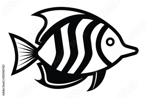 Solid color Wrought Iron Butterflyfish animal vector design