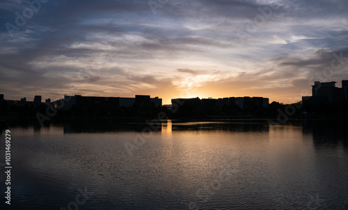 Photography sunset over the river in prague