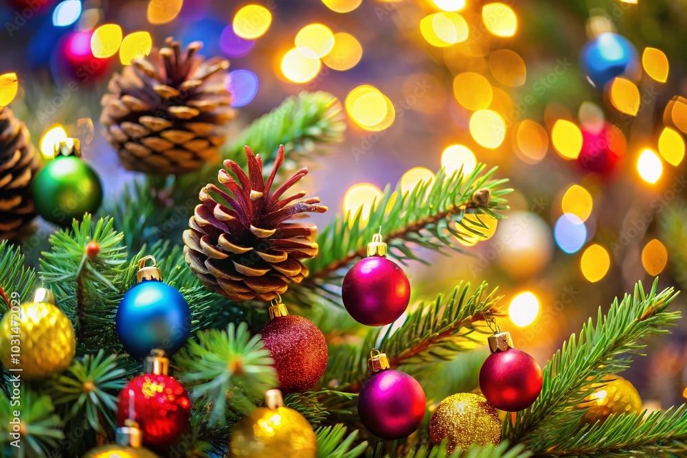 Light Christmas Background with Vitality Cones and Fir Tree for Festive Cheer Light Christmas Background with Vitality Cones and Fir Tree for Festive Cheer