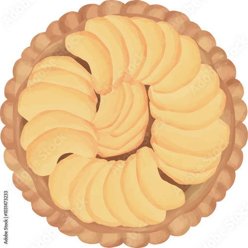 Apple pie hand drawn watercolor illustration