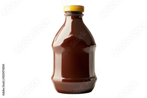 Chocolate beverage in a clear bottle