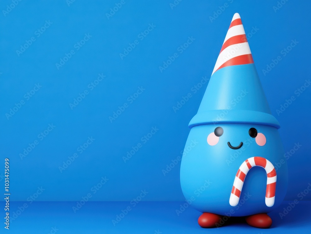 Cheerful Gnome with Oversized Candy Cane Decoration Cheerful Gnome with Oversized Candy Cane Decoration