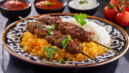 Beef kabob and rice