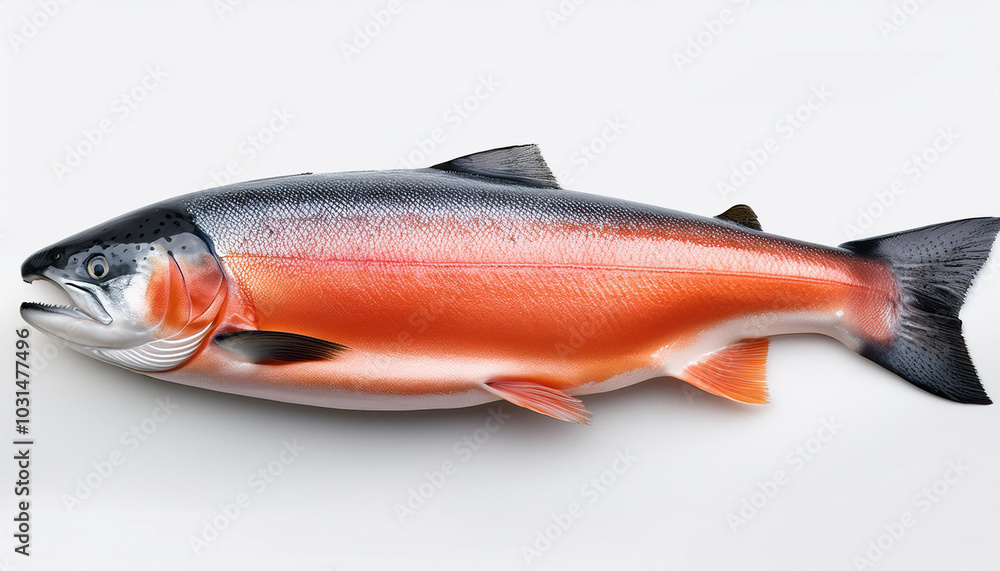 Obraz premium Salmon fish on a white background