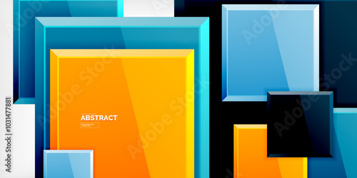 Colorful squares with reflections abstract background design. Vector Illustration For Wallpaper, Banner, Background, Card, Book Illustration, landing page