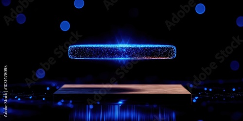 Wallpaper Mural Futuristic glowing hover object on wooden surface in dark environment. Torontodigital.ca