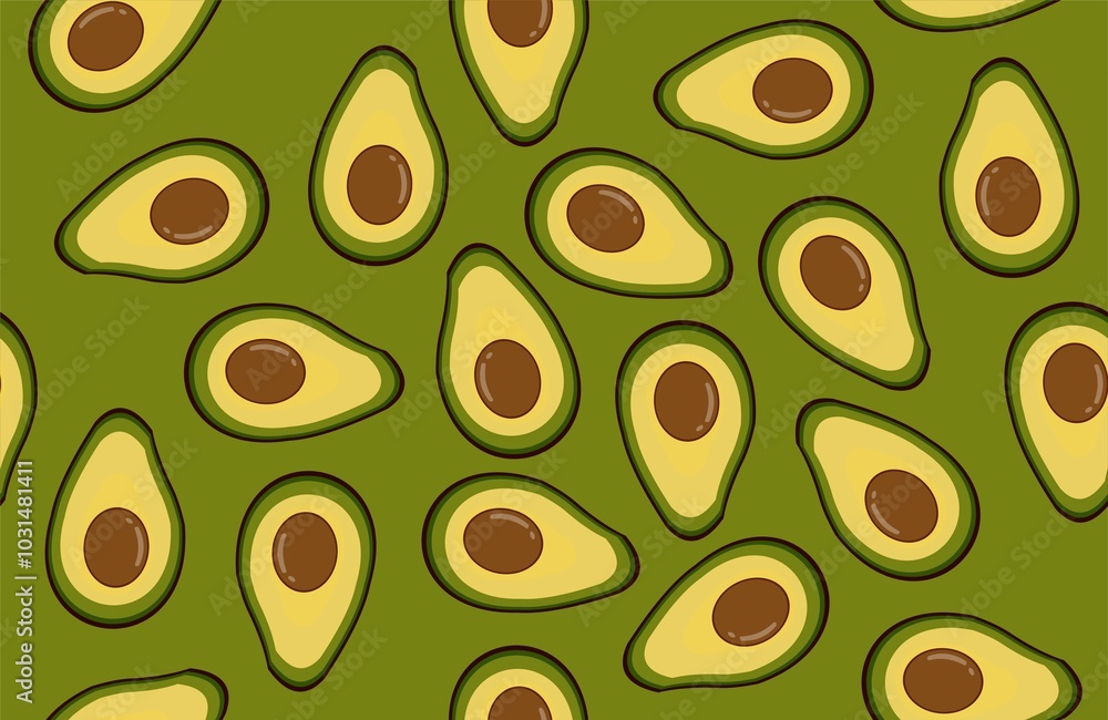 green background with avocado fruit seamless pattern green background with avocado fruit seamless pattern