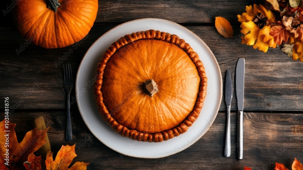 Cozy Thanksgiving Table Setting with Pumpkin Pie Cozy Thanksgiving Table Setting with Pumpkin Pie