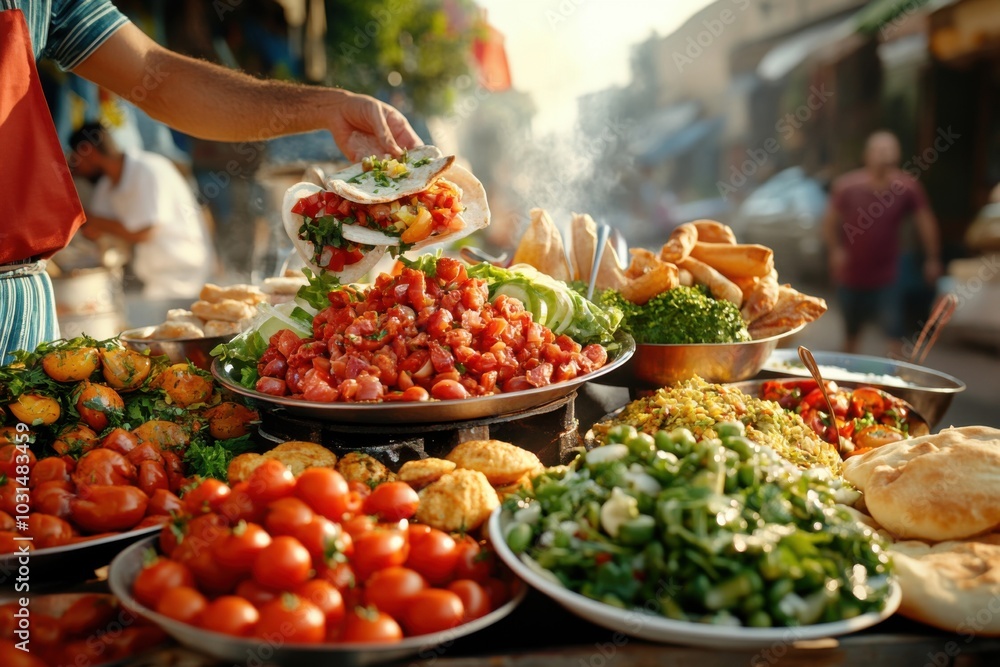 Vibrant Middle Eastern Street Food Fusion Dishes Vibrant Middle Eastern Street Food Fusion Dishes
