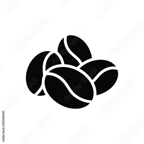 Black solid icon for coffee bean