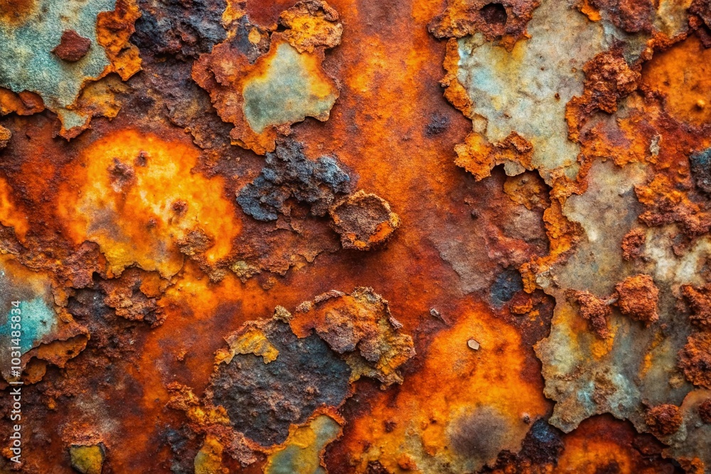 Macro Photography of a Rusty Surface Showcasing Intricate Textures and Colors Macro Photography of a Rusty Surface Showcasing Intricate Textures and Colors
