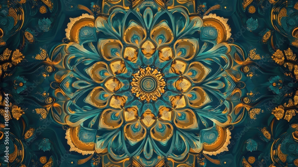 Intricate Mandala Design in Blue and Gold Intricate Mandala Design in Blue and Gold
