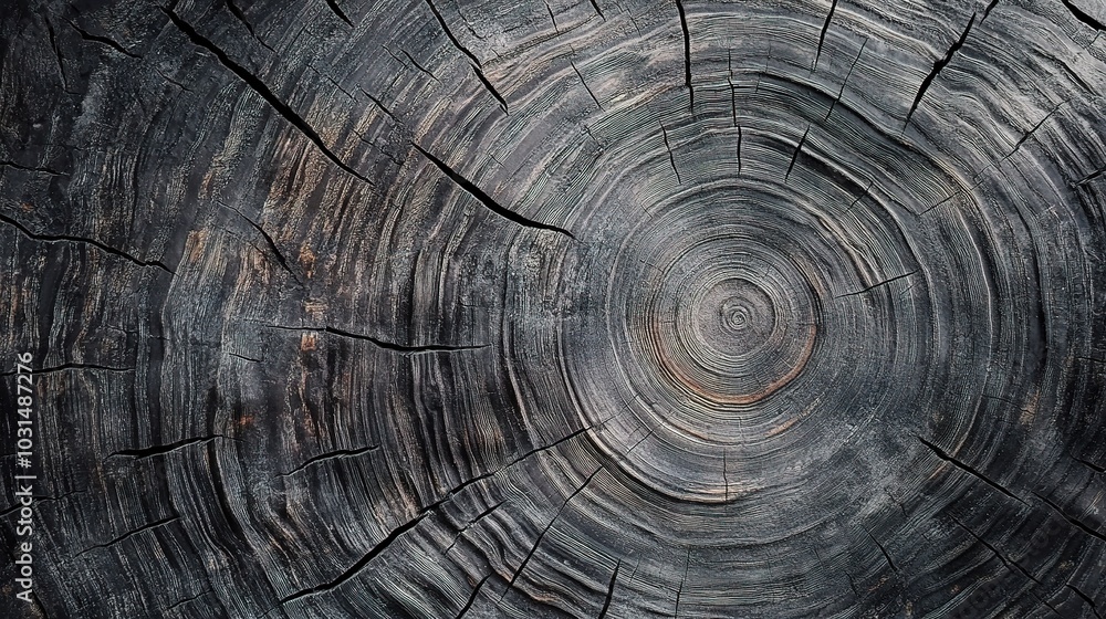 Fototapeta premium Close-up of Weathered Tree Ring with Textured Details