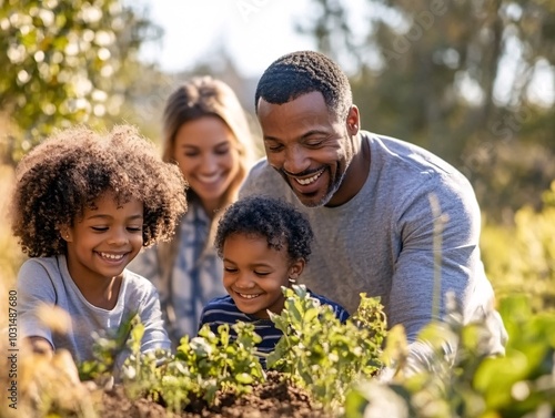 Multigenerational Family Volunteering Together in Nature