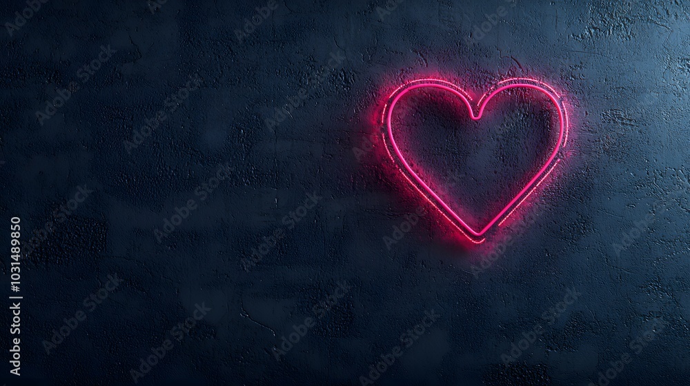 Radiant Neon Heart Illuminating a Dark Background, Symbolizing Love and Passion in Modern Decor. Glow Time Concept Radiant Neon Heart Illuminating a Dark Background, Symbolizing Love and Passion in Modern Decor. Glow Time Concept