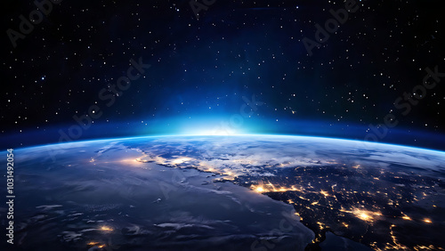 glowing earth from space north america at night with city lights and celestial wonders digital illustration