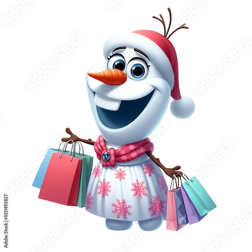 Christmas Snowman Funny ladies dress Olaf shopping for Christmas