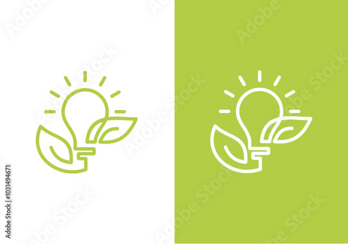 Light bulb ecology concept. Vector illustration of a bulb and leaf combination	