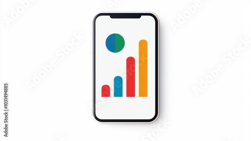 Colorcoded profit forecast graph on a mobile device, showing a sidebyside comparison of projected earnings and actual profits