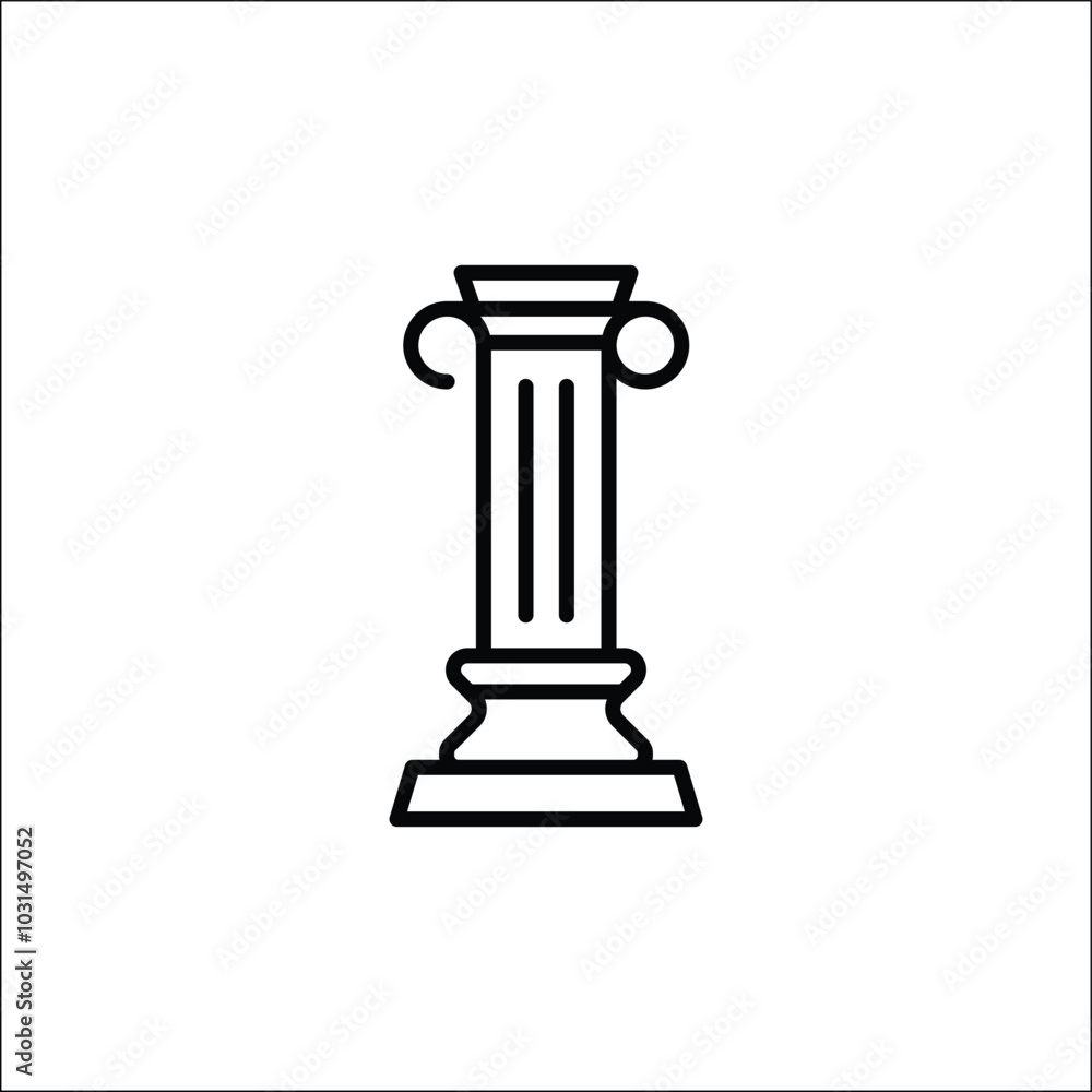 Ancient column icon. Simple, minimal line art illustration representing classical architecture. Ideal for use in historical, architectural, and cultural themes for web, app design. Vector illustration Ancient column icon. Simple, minimal line art illustration representing classical architecture. Ideal for use in historical, architectural, and cultural themes for web, app design. Vector illustration