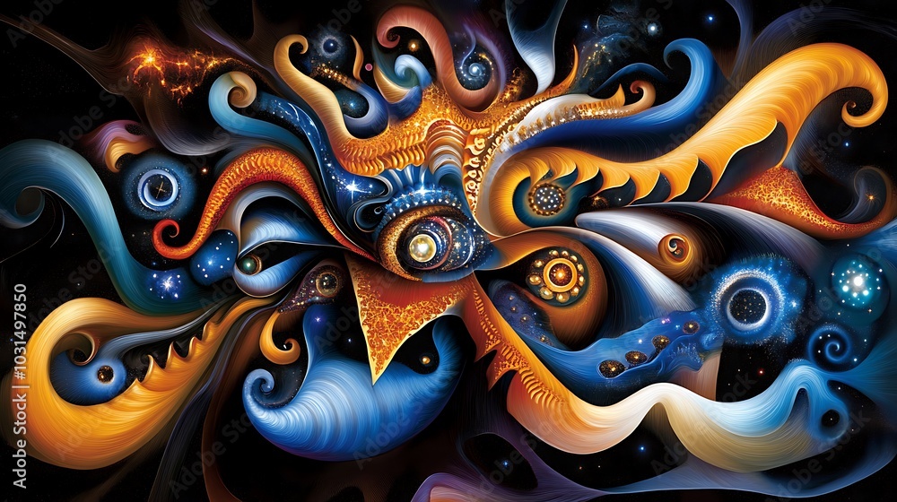 Abstract Galaxy Eye with Swirling Colors and Stars Abstract Galaxy Eye with Swirling Colors and Stars