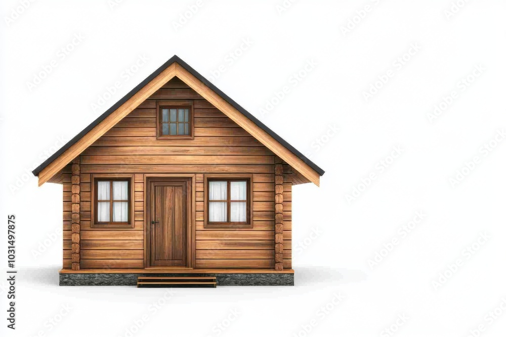Charming wooden house with a peaked roof and inviting entrance, perfect for showcasing rustic architecture and home design. Charming wooden house with a peaked roof and inviting entrance, perfect for showcasing rustic architecture and home design.