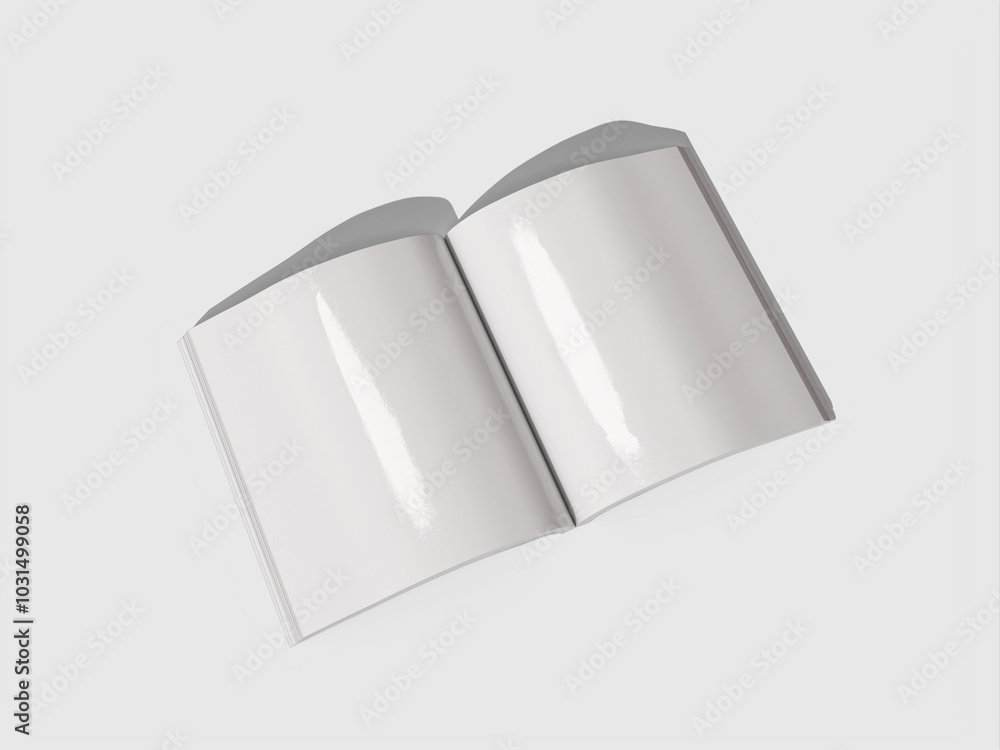 Empty Open Magazine Mockup 3D Rendering Empty Open Magazine Mockup 3D Rendering