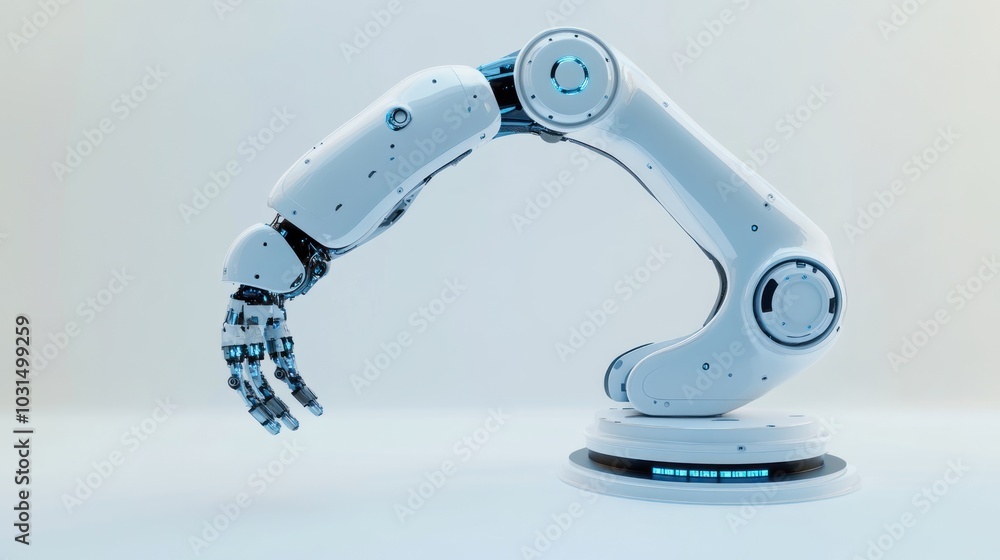 White Robotic Arm on a White Background White Robotic Arm on a White Background