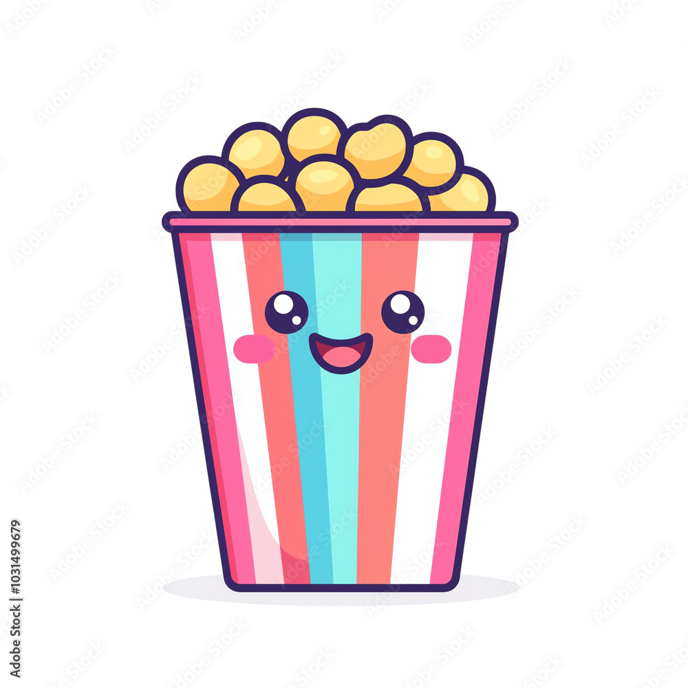 A cheerful popcorn bucket with a cute face, perfect for movie nights and snack time. A cheerful popcorn bucket with a cute face, perfect for movie nights and snack time.