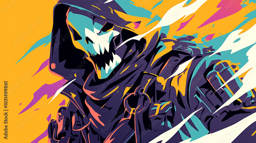 An illustration for gamers. The gamer is a monster. The ghost gamer. An illustration for gamers. The gamer is a monster. The ghost gamer.