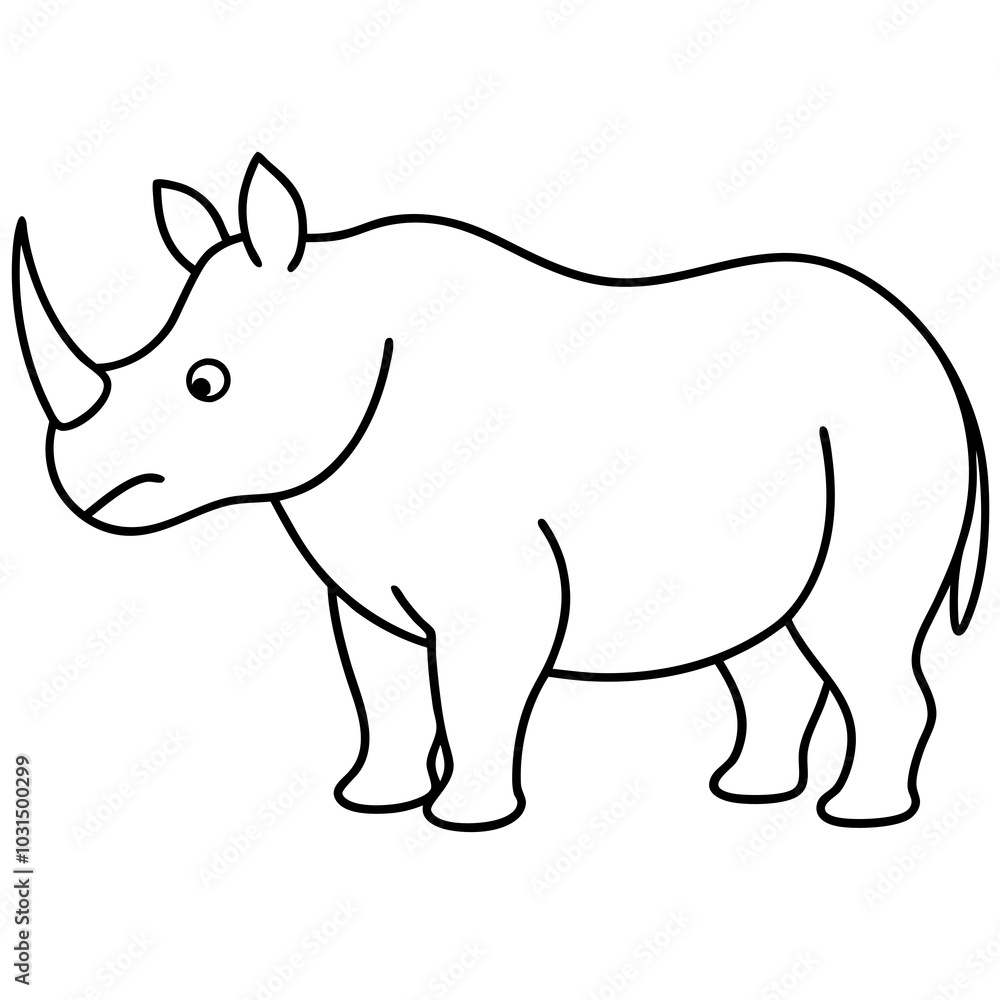 Naklejka premium Rhinoceros line art vector illustration