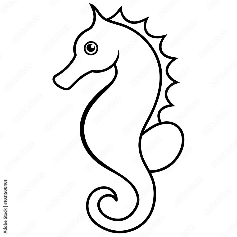 Naklejka premium Seahorse line art vector illustration