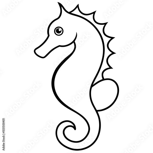  Seahorse line art vector illustration photo