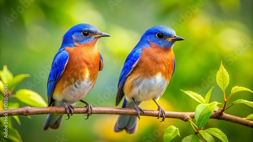 Minimalist Eastern Bluebirds in Serene Nature