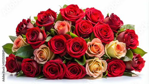 A stunning arrangement of colorful red roses