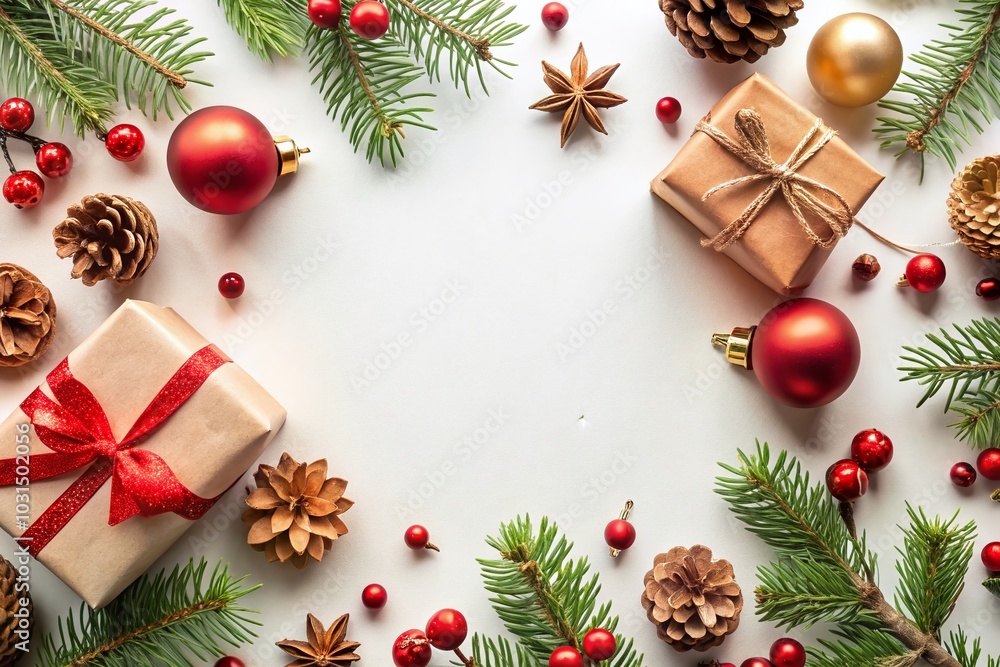 Minimalistic Christmas Gift Composition for Holiday Banner - Perfect for New Year Celebrations