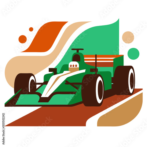 Green Formula 1 Race Car Speeding Towards Victory 