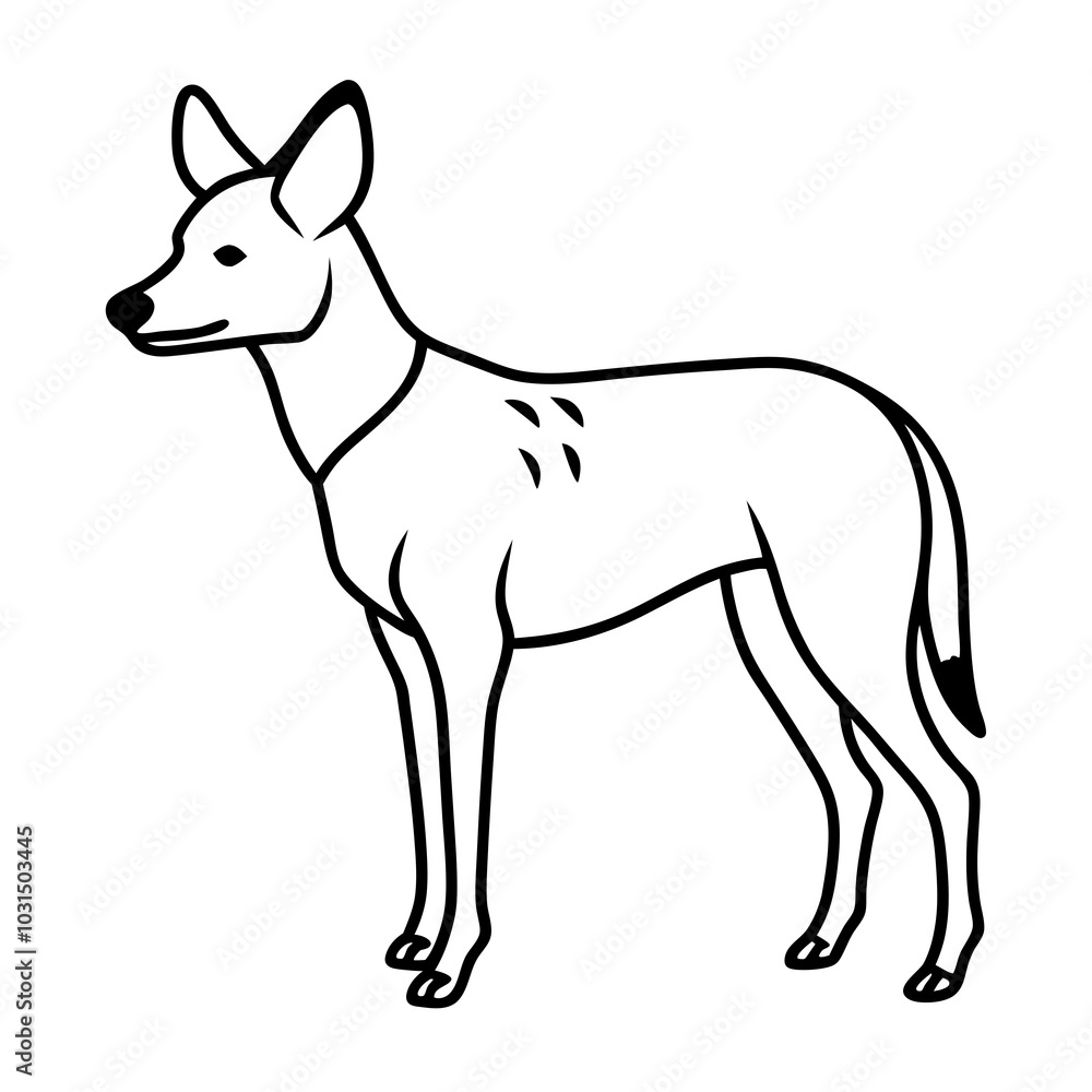 Obraz premium African wild dog line art vector illustration