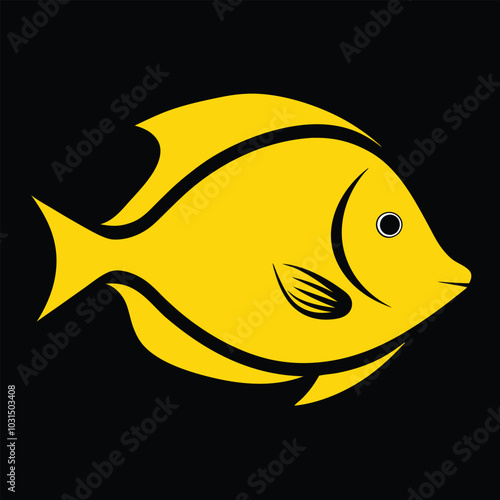 Solid color Yellow Tang animal vector design