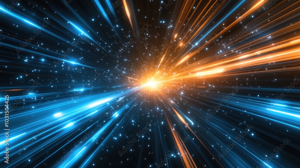 Fototapeta premium Abstract Blue and Orange Light Streaks Background