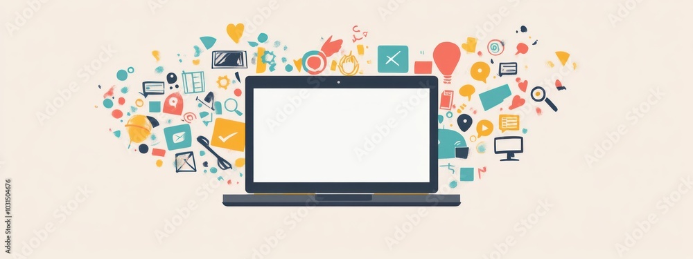 Laptop with Colorful Icons Laptop with Colorful Icons