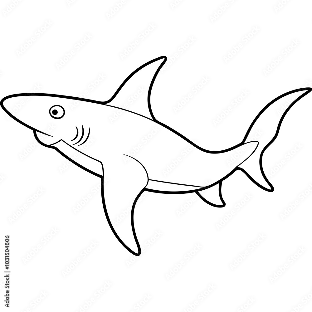 : Hammerhead shark line art vector illustration : Hammerhead shark line art vector illustration