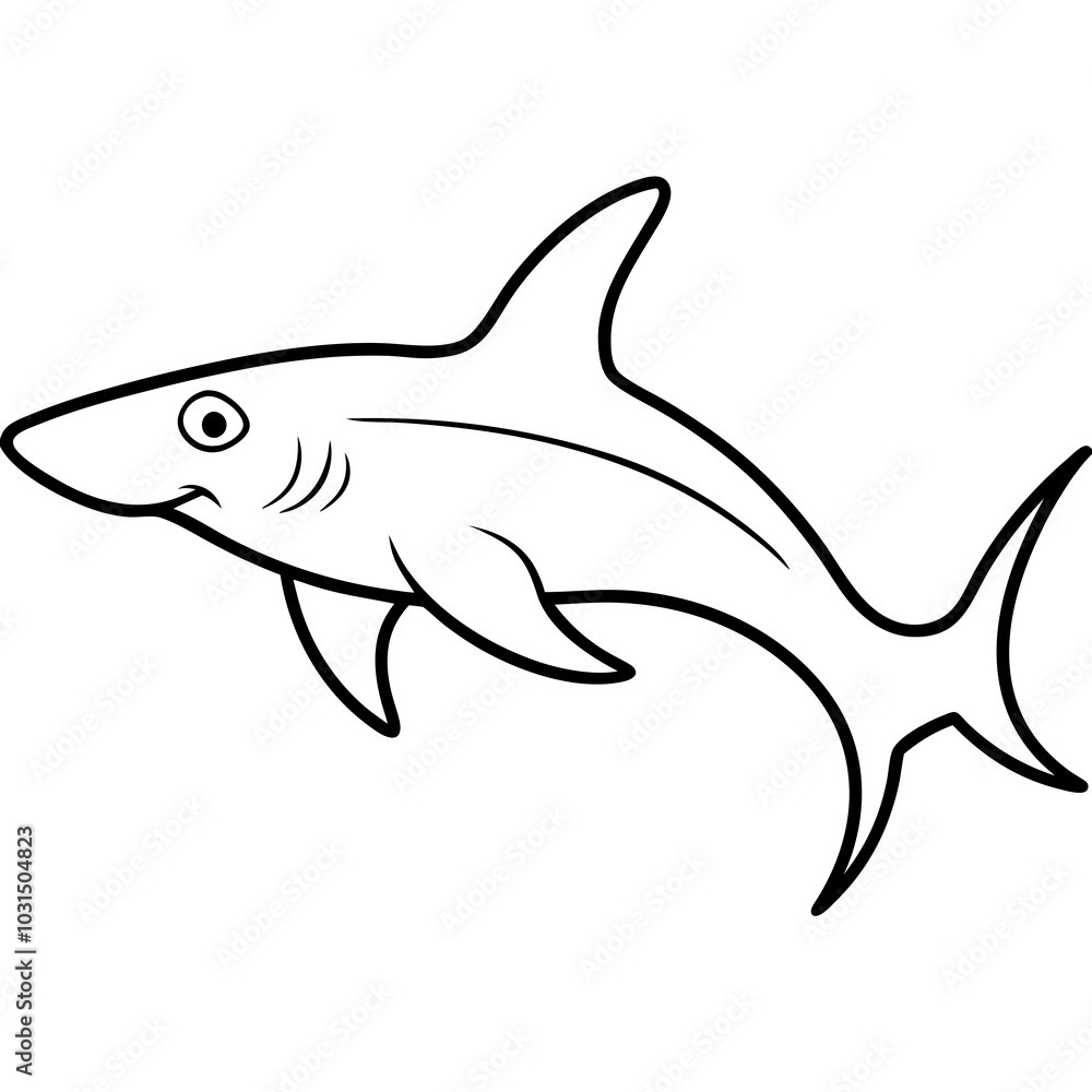 Fototapeta premium Hammerhead shark line art vector illustration