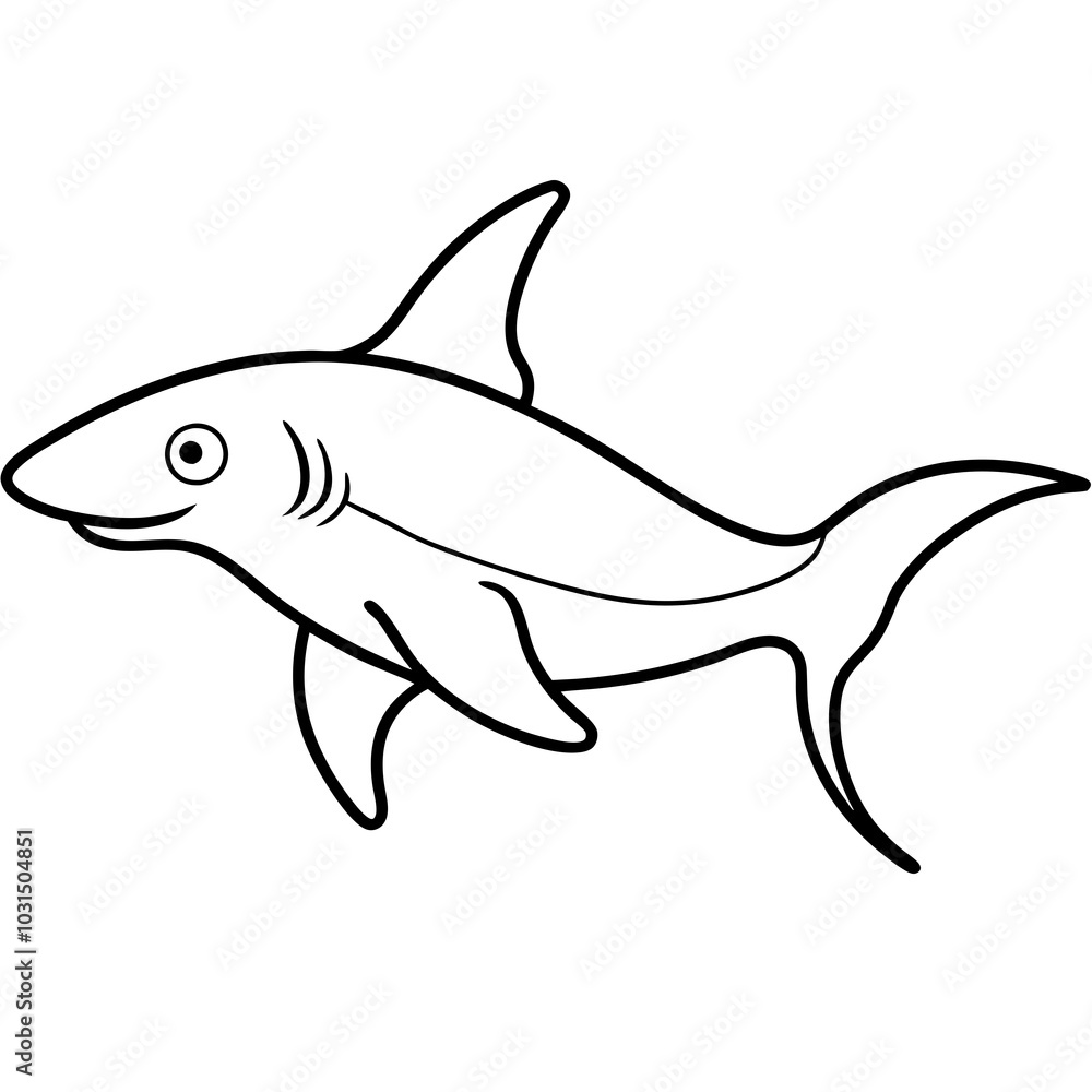 Fototapeta premium Hammerhead shark line art vector illustration