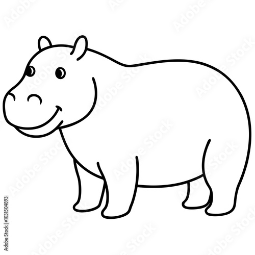 Hippopotamus line art vector illustration